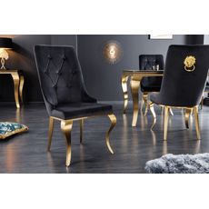 Estila Moderná jedálenská stolička v barokovom štýle Gold Barock zlatá / čierna s klopadlom v tvare hlavy leva 102cm