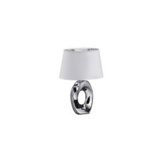 Stolová lampa v bielo-striebornej farbe z keramiky a tkaniky Trio Taba, výška 33 cm