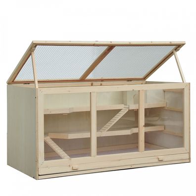 Trojposchodová drevená klietka pre hlodavce | 115 x 57 x 55 cm