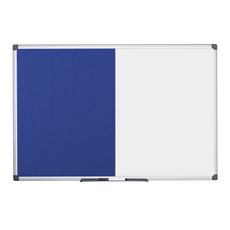 Popisovacia magnetická tabuľa a textilná nástenka, biela/modrá, 1200 x 900 mm