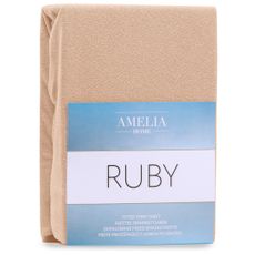 Froté prestieradlo s gumou AmeliaHome Ruby tmavobéžové, velikost 220-240x220+30