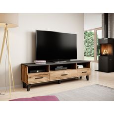 CAMA MEBLE Lotta 180 3S3K tv stolík dub wotan / čierna
