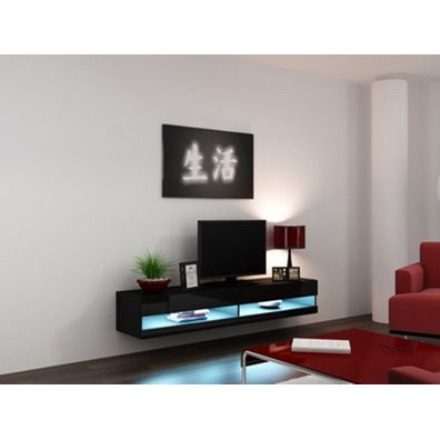 CAMA MEBLE Vigo New 180 tv stolík na stenu čierna / čierny lesk
