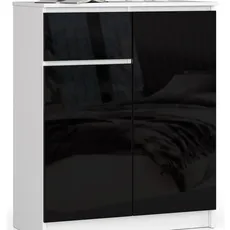 Ak furniture Komoda Kiara 80 cm 2 skrinky a 1 zásuvka biela/čierna