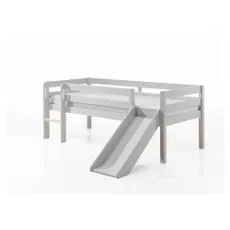Biela detská vyvýšená posteľ so šmykľavkou Vipack Pino, 90 x 200 cm