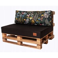 Golden Garden Paletové sedenie GG20 podsedák a vankúš 120cm x 80cm x 15cm Čierna s kvietkami