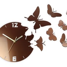 ModernClock 3D nalepovacie hodiny Butterflies medené