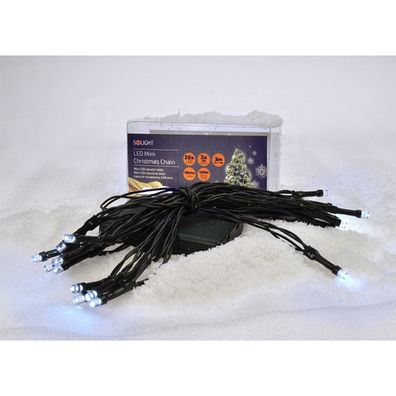 Solight 1V50-W - LED Vianočná reťaz 20xLED/3xAA 3,3m studená biela