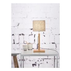 Stolová lampa so svetlobéžovým tienidlom a konštrukciou z bambusu Good&Mojo Fuji
