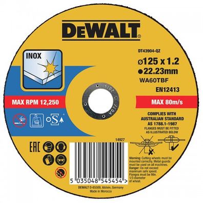 Rezný kotúč 125 x 1,2 mm, typ 1 DeWALT DT43904