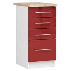 Kuchynská skrinka OLIVIA S40 SZ4 - biela/červený lesk