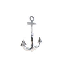Estila Glamour nástenná dekorácia Anchor v striebornej farbe v tvare kovovej kotvy s lesklým povrchom na zavesenie 70 cm