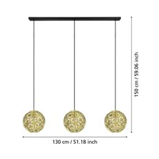Eglo 39757 - Luster na lanku SKOURA 3xE27/60W/230V