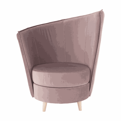 Kreslo v štýle Art Deco, ružová Kronos látka/dub, ROUND NEW