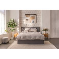 Sivá čalúnená dvojlôžková posteľ s úložným priestorom s matracom/s roštom 180x200 cm Thessa Bold – Bonami Selection