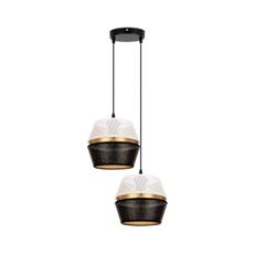Luster na lanku PARIS 2xE27/60W/230V biela/čierna/zlatá