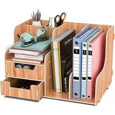 DIY organizér na dokumenty a písacie potreby s 2 zásuvkami tmavé drevo B21 Tmavé drevo
