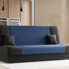 Modro-čierna menčestrová rozkladacia pohovka RUBY + 2 vankúše zadarmo