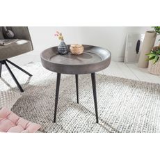 Estila Moderný okrúhly príručný stolík Tamworth III z masívneho akáciového dreva v sivej farbe 45cm
