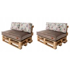 Golden Garden Paletové sedenie GG77 - podsedák a vankúš 120cm x 80cm x 15cm penový granulát slabo hnedá vzor ružové kve