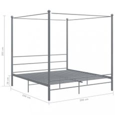 Posteľ s nebesami sivý kov Dekorhome 200 x 200 cm