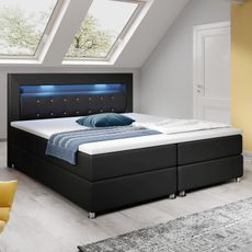 Posteľ Box Spring Montana s LED osvetlením 140 x 200 cm | čierna