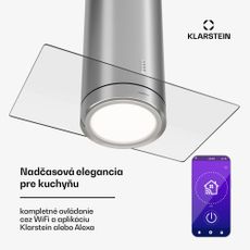 Klarstein Beretta Premium Smart, ostrovčekový digestor, 544 m³/h, aplikácia, odsávanie/recirkulácia vzduchu, LED, filter s aktívnym uhlím
