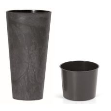 Kvetináč TUBUS SLIM BETON EFFECT s vložkou 30 cm,antracitová, 30 cm