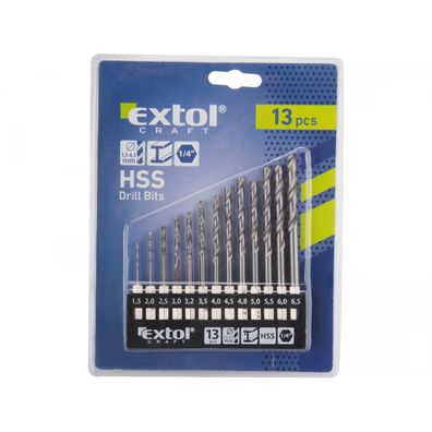 Vrtáky HEX do kovu so šesťhrannou stopkou, 1,5-6,5mm - 13ks