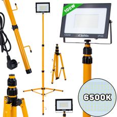 100W LED svetlomet s teleskopickým konštrukčným stojanom a káblom - studená biela farba 6500K (1)