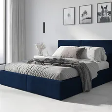 BMS GROUP Čalúnená posteľ HILTON 180x200cm výklopná tmavo modrá