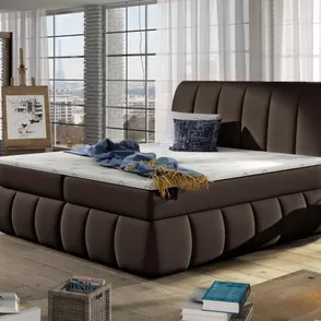 Posteľ Boxspring Vincenzia 200x180, hnedá (koženka - bvi 12)