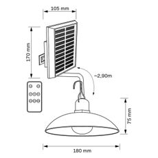 LED Solárna lampa CELINA LED/1,8W/3,7V IP44 + diaľkové ovládanie