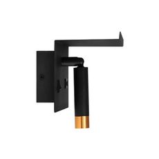 Nástenné bodové svietidlo s poličkou a USB nabíjačkou 1xG9/35W/230V čierna/zlatá