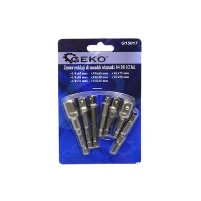 Adaptéry pre skľučovadlo vŕtačky 1/4"- 3/8" - 1/2", 8 ks