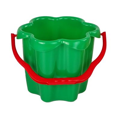 LEAN TOYS Zelený kýblik na piesok v tvare kvietka