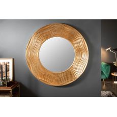 Estila Art-deco dizajnové okrúhle nástenné zrkadlo Reondel v ráme zlatej farby 100cm