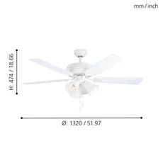 Eglo 35076 - Stropný ventilátor LAS PALMAS 3xE27/40W/230V biela