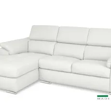 Kožená rohová sedacia súprava LOREN II, ľavá, biela (madras - 122 white)
