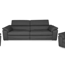 Moderná kožená sedacia súprava LOREN II 3+1+1, sivá (madras - 128 grey)