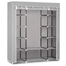 Textilná šatníková skriňa 135x45x170cm Massido MS-800 - sivá