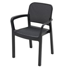 Deokork Záhradná plastová stolička KARA (antracit)