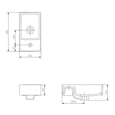 Cersanit K114-004 CREA umývadlo na dosku 22x40 cm keramika lesklá biela