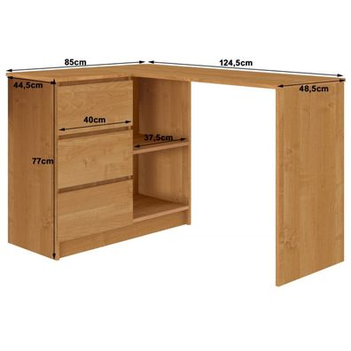 Počítačový stôl B16 ľavý jelša