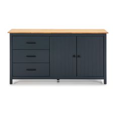 Tmavomodrá nízka komoda z borovicového dreva 150x80 cm Miranda – Marckeric