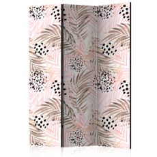 Paraván Pink Palm Leaves Dekorhome 135x172 cm (3-dielny)