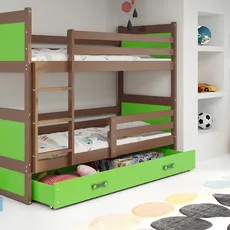Interbeds Rico poschodová posteľ 190cm x 80cm borovicové drevo Hnedo-zelená
