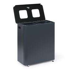 Odpadkový kôš na triedený odpad, 2 x 60 l, lakovaný sivý