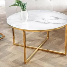 Konferenčný stolík Elegance 80cm biely mramorový vzhľad