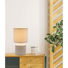 Béžová stolová lampa s textilným tienidlom (výška 26 cm) Dina – Candellux Lighting